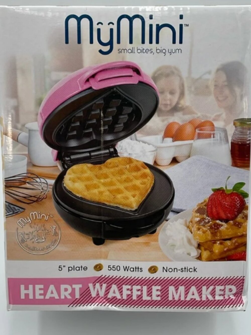 Heart MyMini Waffle Maker, Pink, Limited Edition, 5”‎ Plate, Non Stick - New